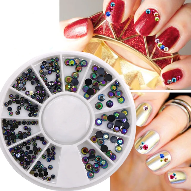 5pcs Round Wheel Glitter Rhinestones Acrylic Nail Crystal 5pcs Round Wheel Glitter Rhinestones Acrylic Nail Crystal Art Decorations Manicure Gel Polish