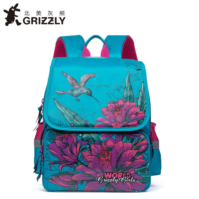 

Cartoon Cat Bird Floral Pattern Children School Bags Nylon Waterproof Orthopedic School Backpacks for Girls Double Shoulder Bag