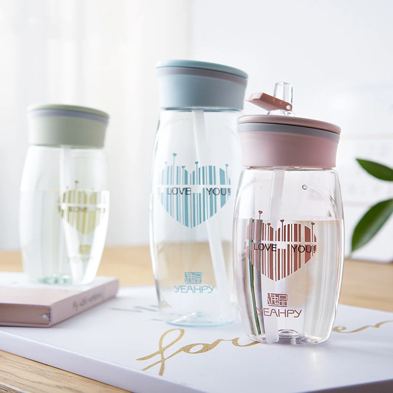 

Simple straw water bottle Sports plastic Leakproof portable kettle Office Home Hiking camping student kettle kids water bottle