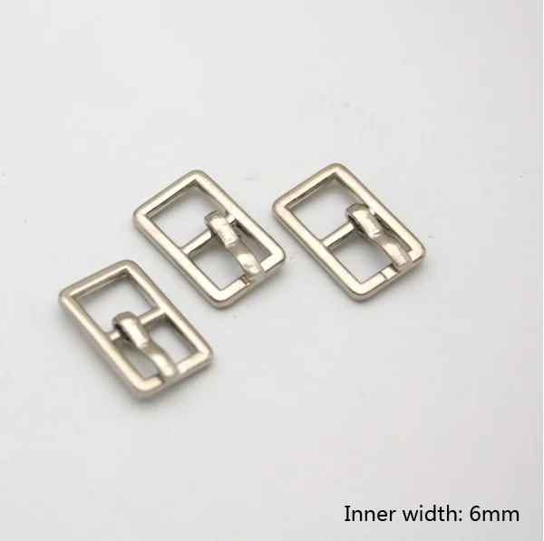 Bulk pack 6mm silver metal shoe buckle with pin for doll belts, hats, shoes