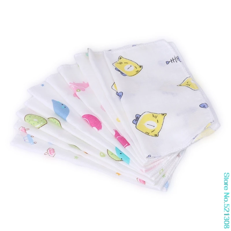 10 шт./лот Детский носовой платок двойной слой Марли малыша кормления квадратные полотенца новорожденных случайный цвет