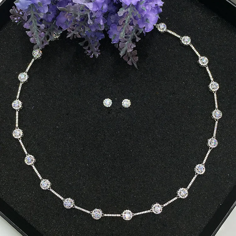 Luxury Classic White Gold Color AAA+ CZ Stone Jewelry Sets Wedding Bridal Dress Accessories for girls women GLN0312/GLE4826Y - Image 3