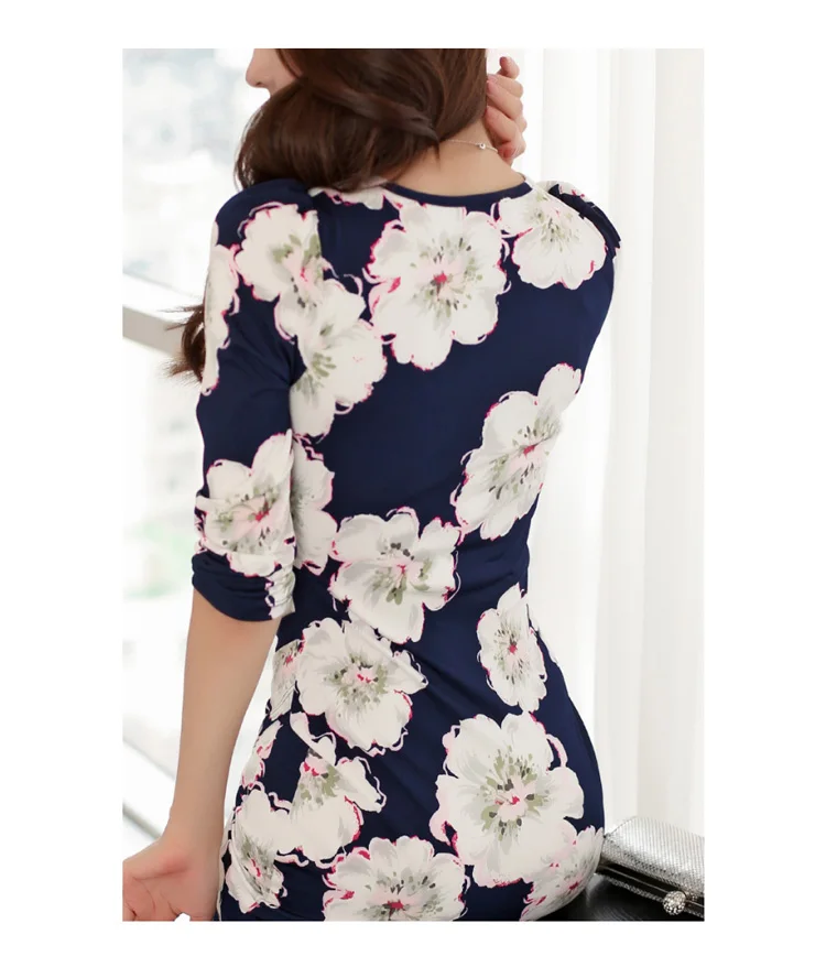 Elegant Sheath Floral Pencil Bodycon Dress