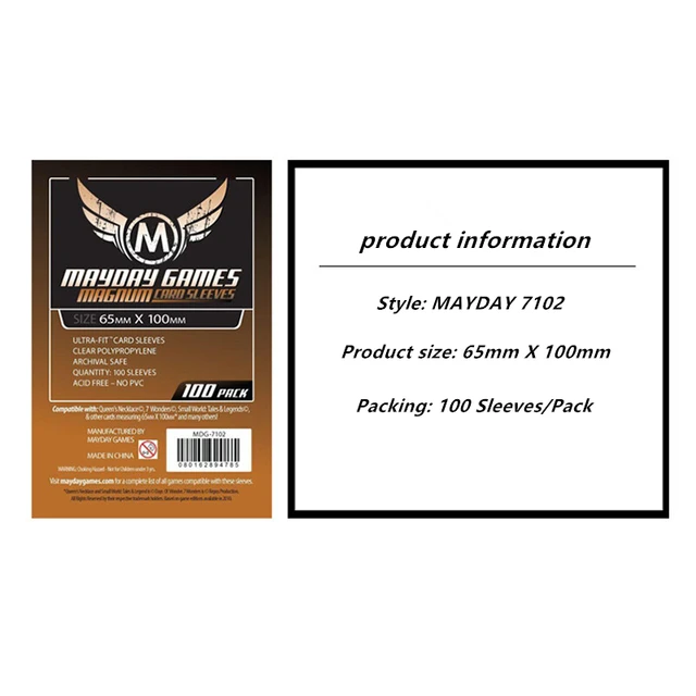 100 Sleeves Board Games MAYDAY Card Game Sleeve Protector protective clear cards sleeves 7102 x 100