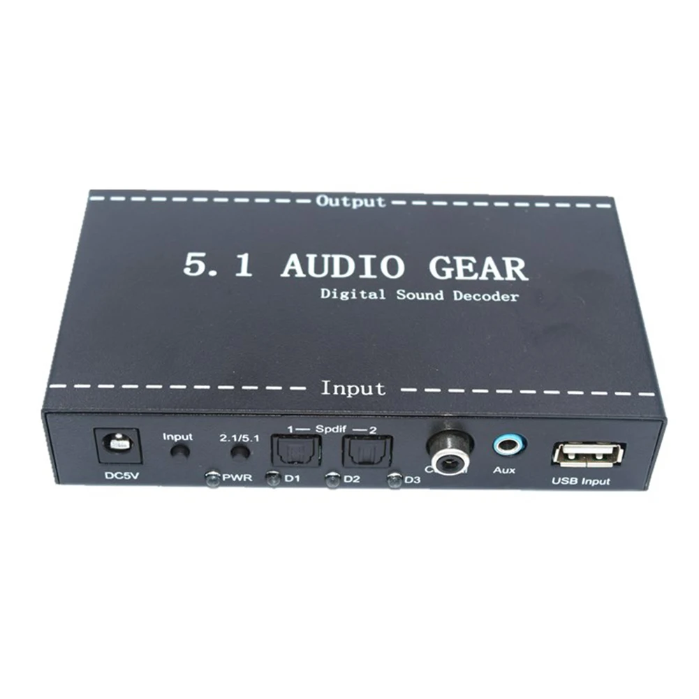 

5.1 Audio Devices Digital Decoder Converter Audio Gear DTS/AC3 to 5.1 Digital Audio Stereo Audio ConverterUS/UK/EU Plug