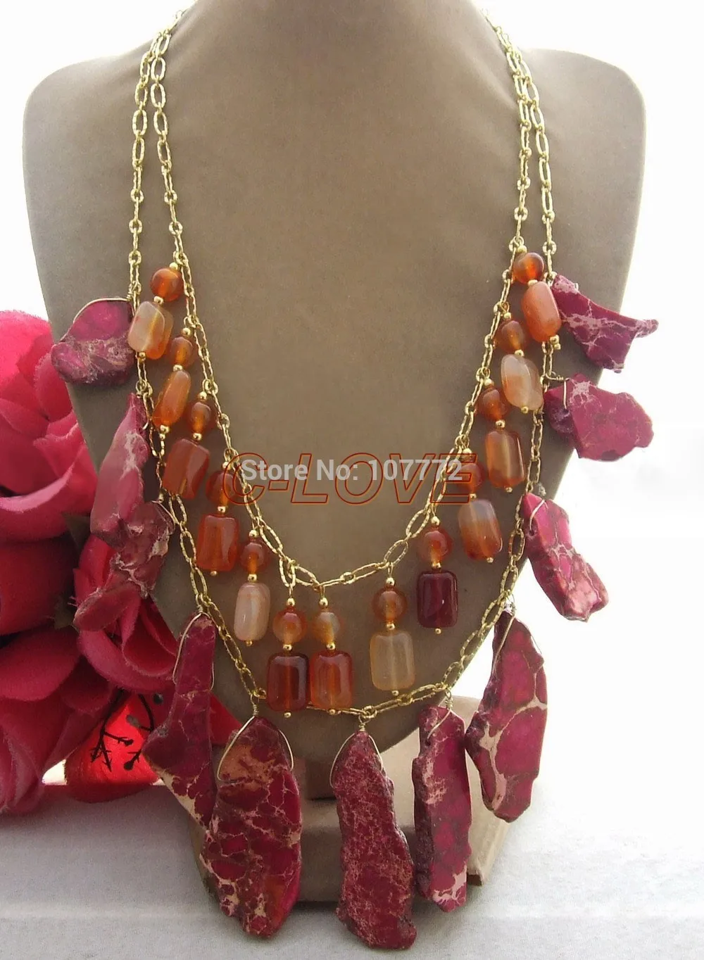 

Carnelian&Imperial stone Necklace