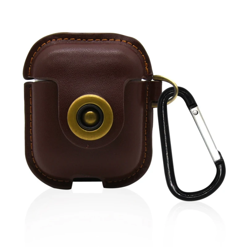 Применимый Bluetooth гарнитура кожаный чехол Bluetooth гарнитура протектор царапинам сумка Беспроводная зарядка коробка гарнитура для Airpods - Цвет: Brown