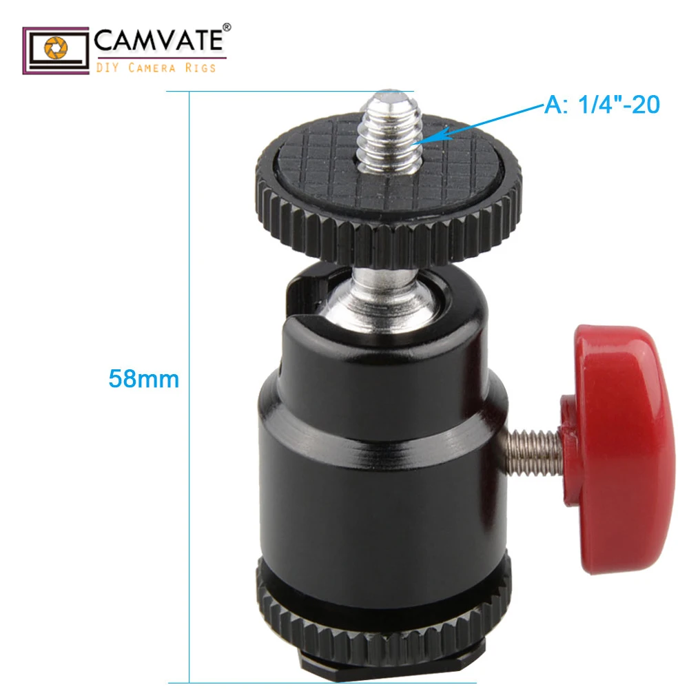CAMVATE вращающаяся на 360 градусов Мини шаровая Головка с креплением 1/4 20 для DSLR