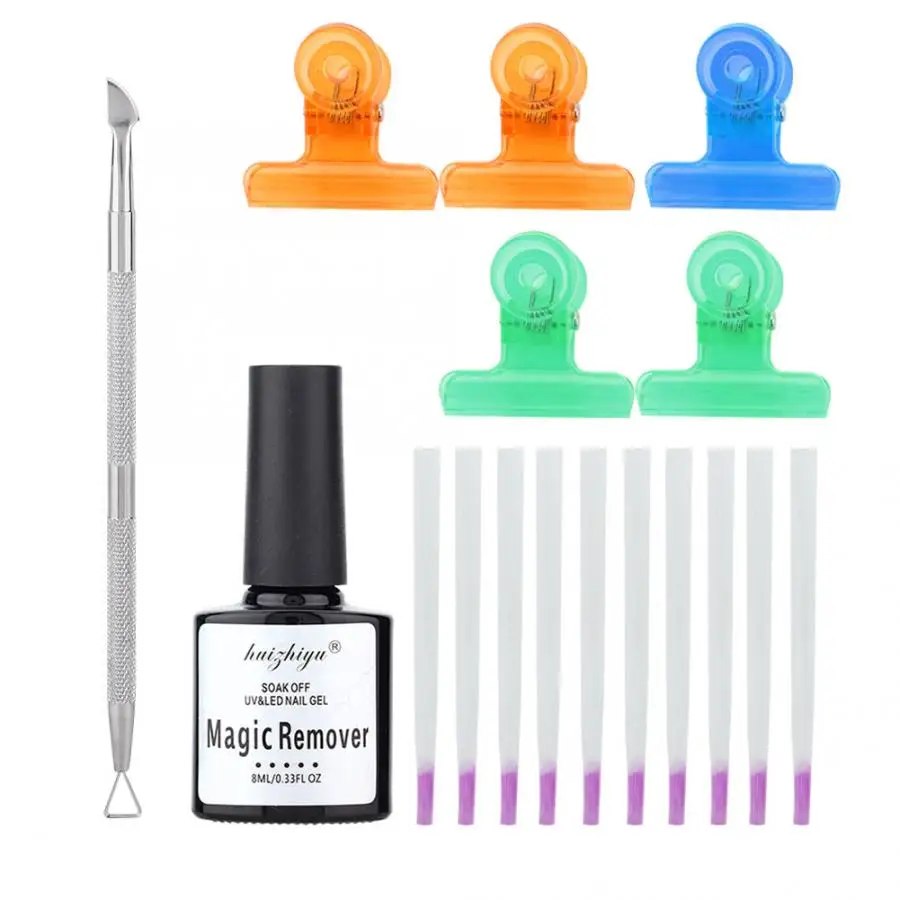 Жидкость для снятия лака гель из нержавеющей стали Кнопка 10 шт. сумка из стекловолокна для наращивание ногтей 5 шт. кусачки для ногтей Наборы инструментов для дизайна ногтей