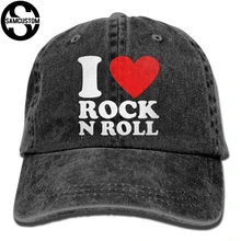 SAMCUSTOM я люблю рок-н-ролл 3D творческая личность из стираного денима Шапки осень лето Для мужчин Для женщин Гольф для загара Хоккей шапки