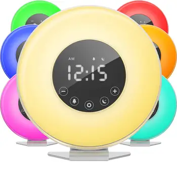 

Sunrise Alarm Clock - Digital LED Clock with 6 Color Switch and FM Radio for Bedrooms-with Snooze Function for Heavy Sleepers