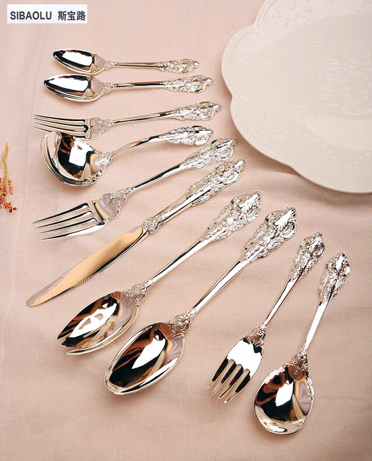 Silver Tableware Sets Set of 10 Pieces baroque Dinner Knives Forks