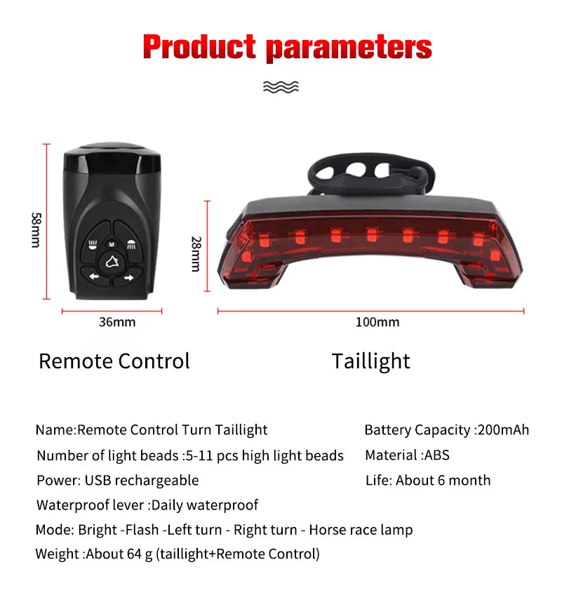 Perfect WEST BIKING Bicycle Taillight USB Rechargeable Cycling LED Alarm Horn Bell Wireless Remote Control Turn Signal Bike Rear Light 2