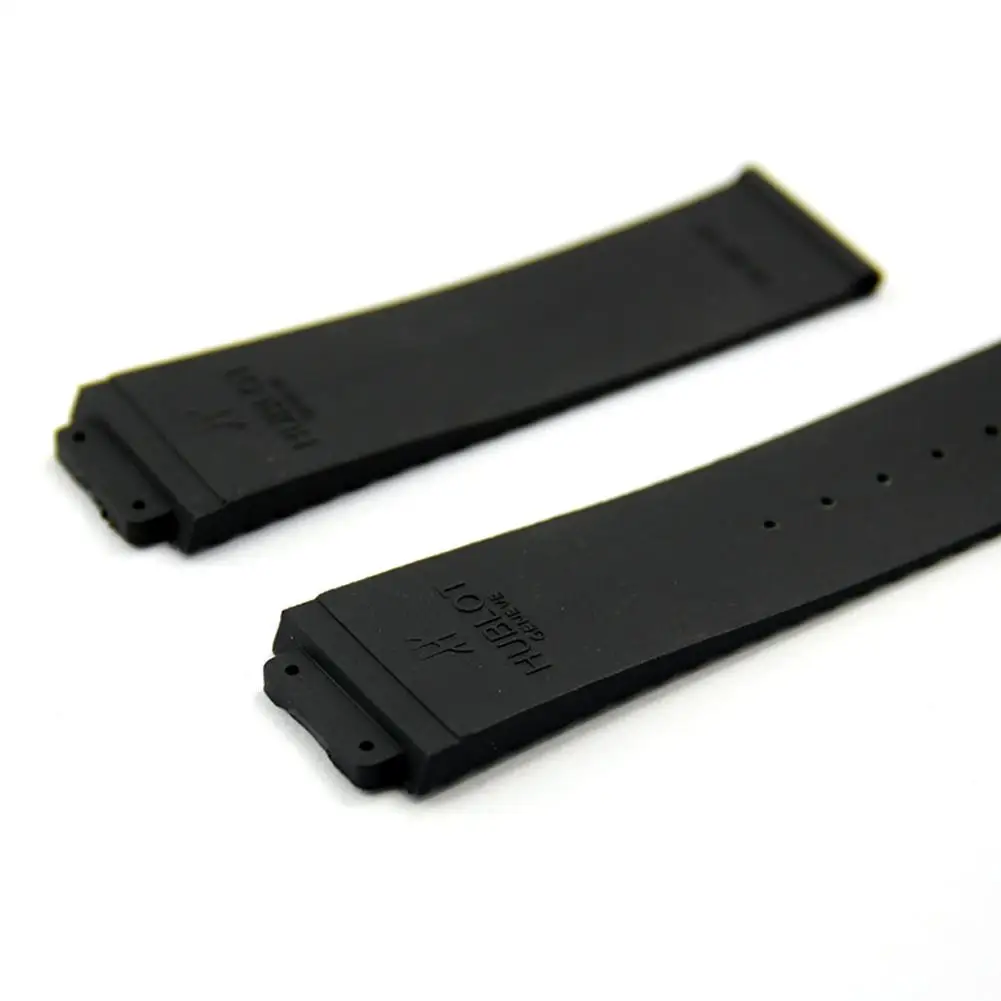 24mm Silicone Band Plastic Black Watch Band For HUBLOT 44-45 H BIG BANG Waterproof And Sweat-resistant Watch Band Accessories