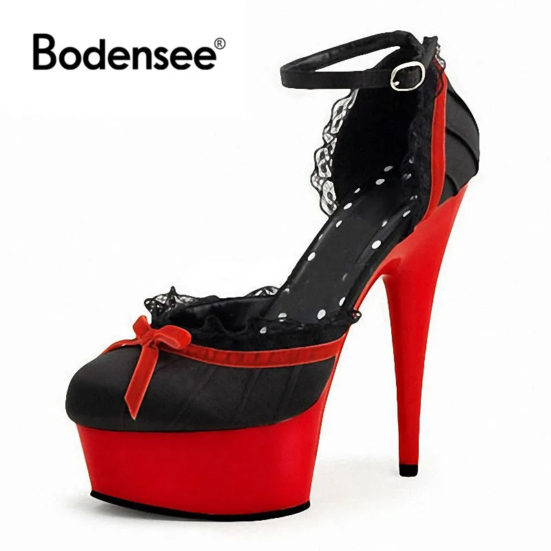 

Bodensee 2017women Crystal Ankle Strap Bling Metal Decoration shoes woman pointed toe Thin Heels women's Buckle pumps high heels