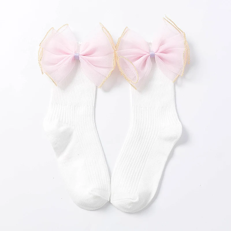 Милые носки с бантами носки принцессы с бусинами детские носки для девочек хлопковые новые высококачественные короткие носки для малышей 1 пара - Цвет: 25