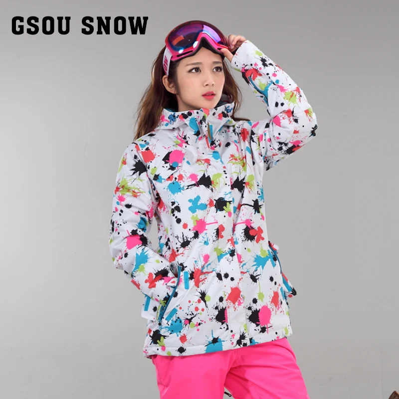 Gsou Snow single board ski suit female South Korean wind proof waterproof winter warm coat ski coat