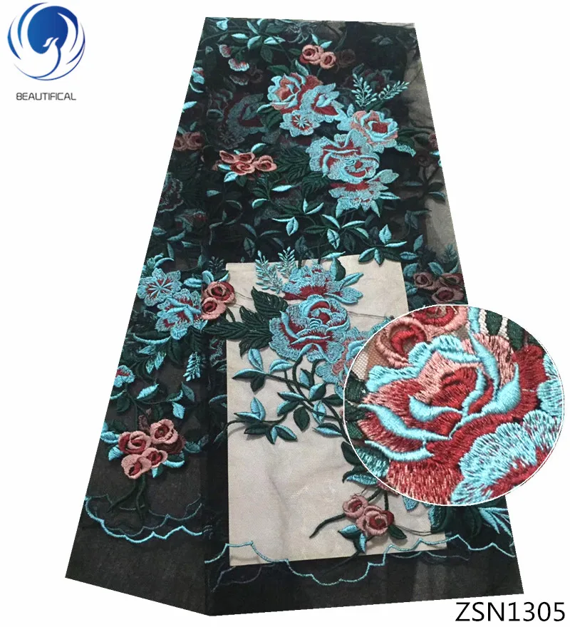 

BEAUTIFICAL big flower lace fabric multi color lace fabric floral embroidery lace fabric french quality 5 yards/piece ZSN13