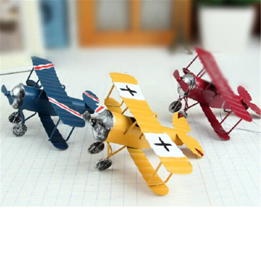 

1 Pc Cute Home Office Xmas Decorations Tin plate Plane Model Aircraft Glider Biplane Aeromodelo Airplane Model Kids Toy