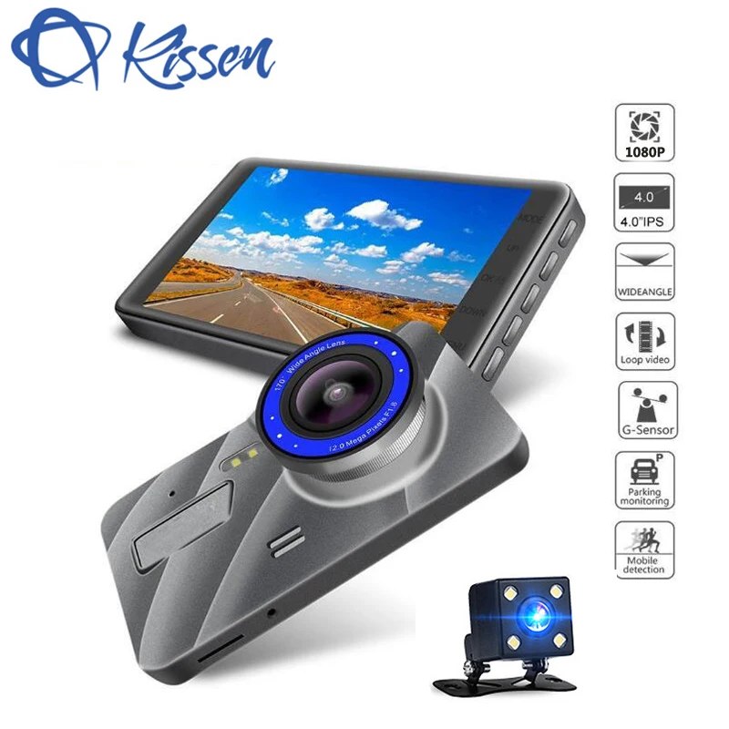 Kissen Full HD 1080P Car DVR 4 Inch IPS Screen Car Camera Dual Lens Dash Cam Video Recorder Night Vision G-sensor Registrator Kissen Full HD 1080P Car DVR 4 Inch IPS Screen Car Camera Dual Lens Dash Cam Video Recorder Night Vision G-sensor Registrator