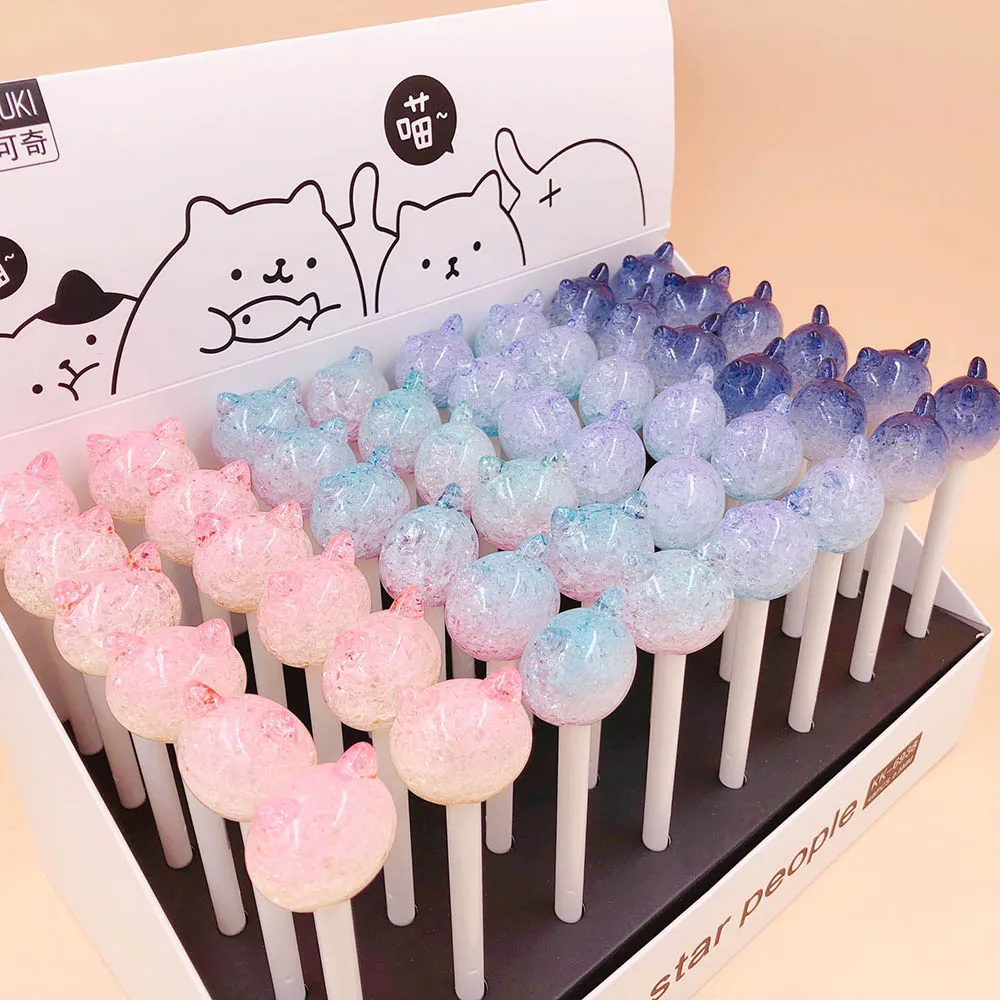 

1Pcs Cute Gel Pen Crystal ball cat Pen Pendant 0.5mm Black Gel Ink Pens Stationery School Office Supplies