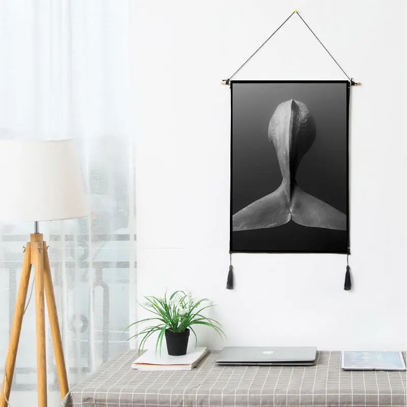

Black And White Animal Scroll Paintings Dolphin Swan Wall Hanging Picture For Dining Living Room Bedroom Hotel Store Decor B33