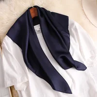 2023 New Fashion Summer Silk Square Scarf Solid Women Satin Neck Hair Tie Band Soft Beach Hijab Head Female Foulard Free Shiping 4