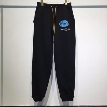 

Latest High Quality RHUDE Sweatpants riri zipper Fashion Men Women Hip Hop Drawstring Leisure Trousers Cotton RHUDE Pants