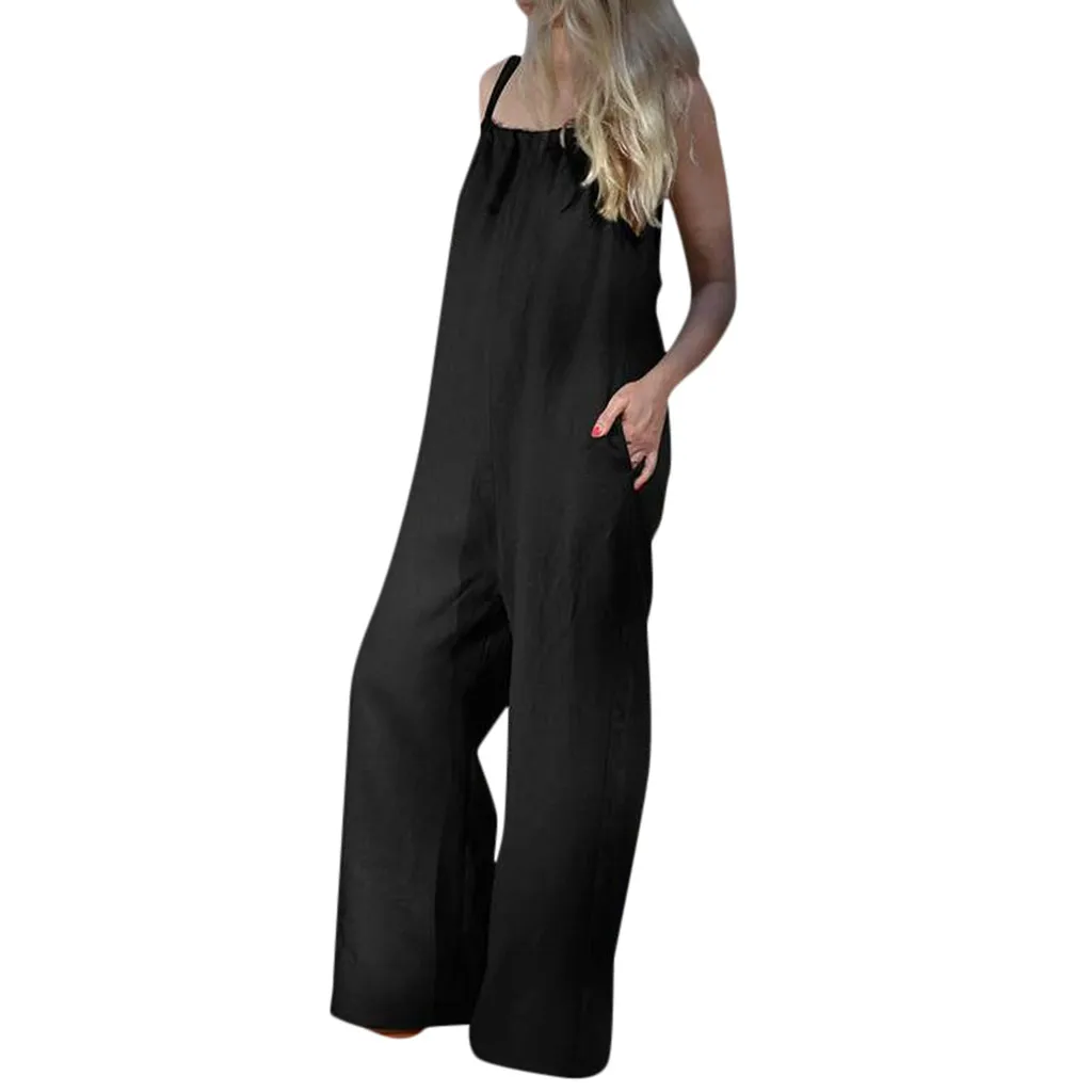 

JAYCOSIN Women Summer Sleeveless Loose Wide Leg Bib Pant Jumpsuit Romper Playsuit Plus fashion sexy Floral jumpsuits hot June 23