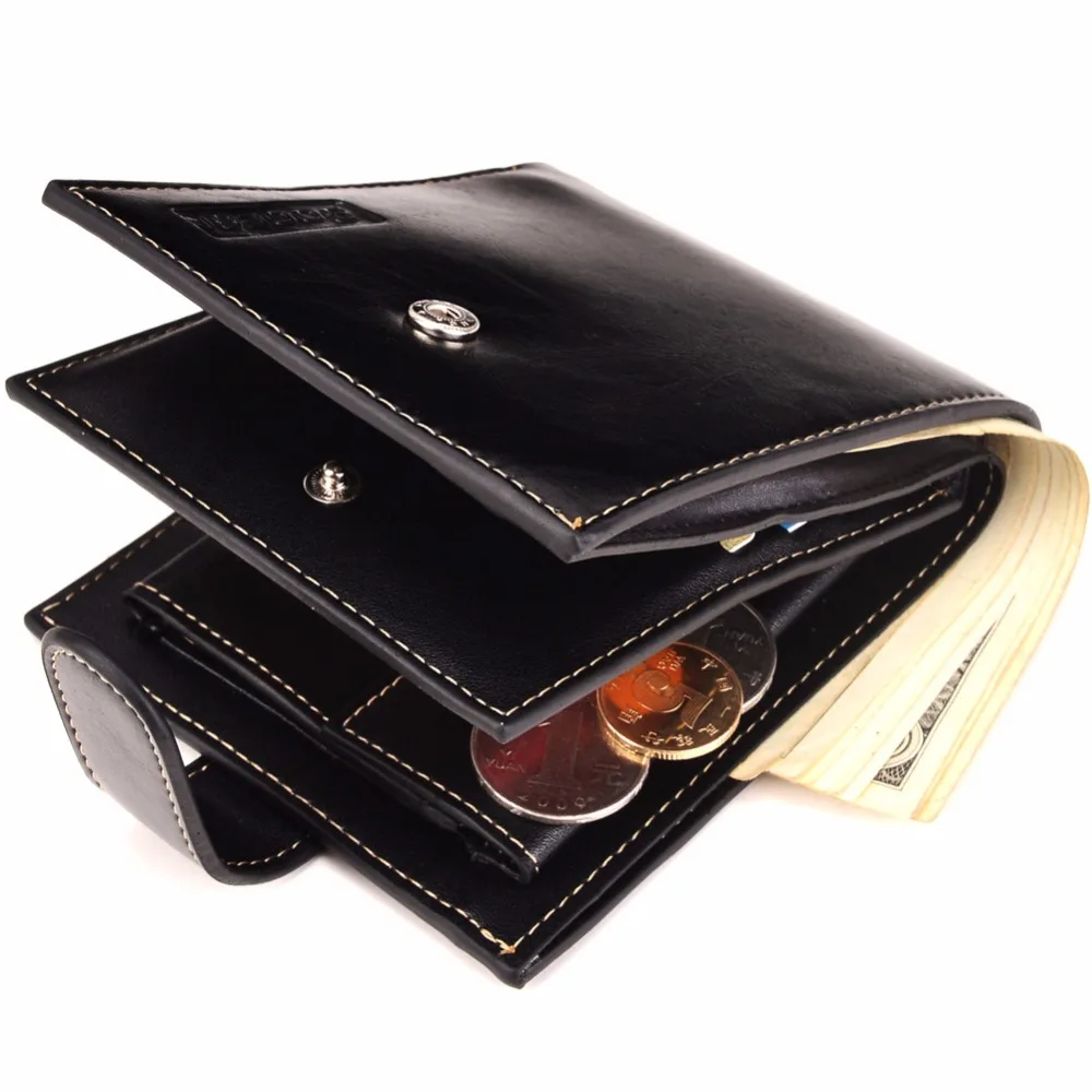 

Hanup Wallet Men Clip Cowhide Wallet Men 2016 Brand Coin Wallet Small Clutches Men's Purse Coin Pouch Short Men Wallet
