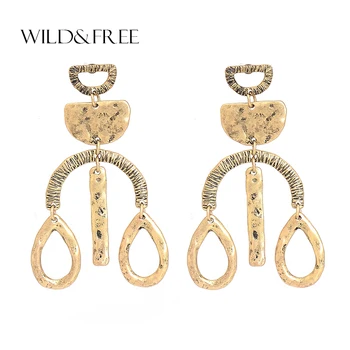 

Vintage Simple Water Drop Alloy Dangle Earrings Women Statement Geometric Gold Bohemian Earrings Chandlier Jewelry Brinco