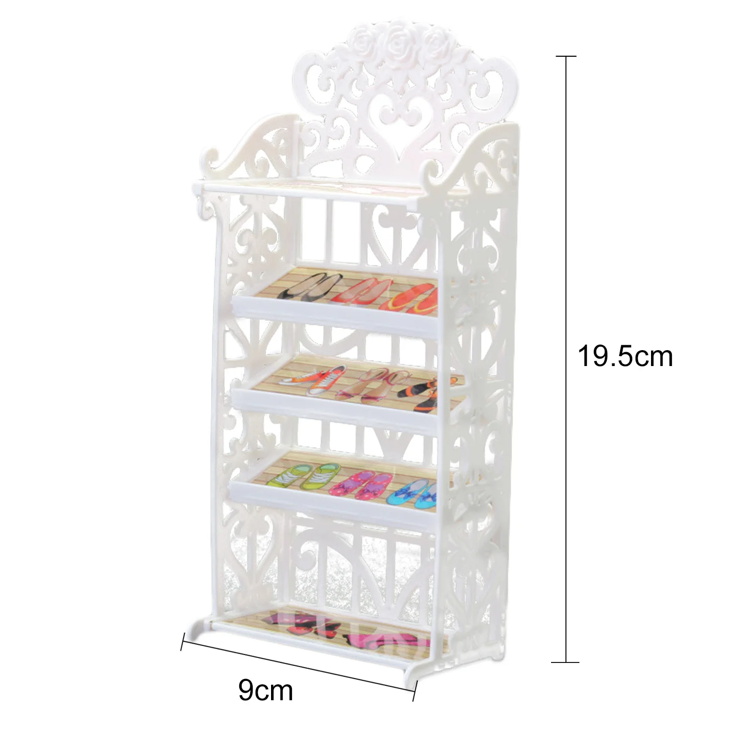 Kids Mini Doll Shoes Rack DIY White Hollow out High Heels Shoes Cabinet Dollhouse Furniture Accessories for Barbie Dolls Toy