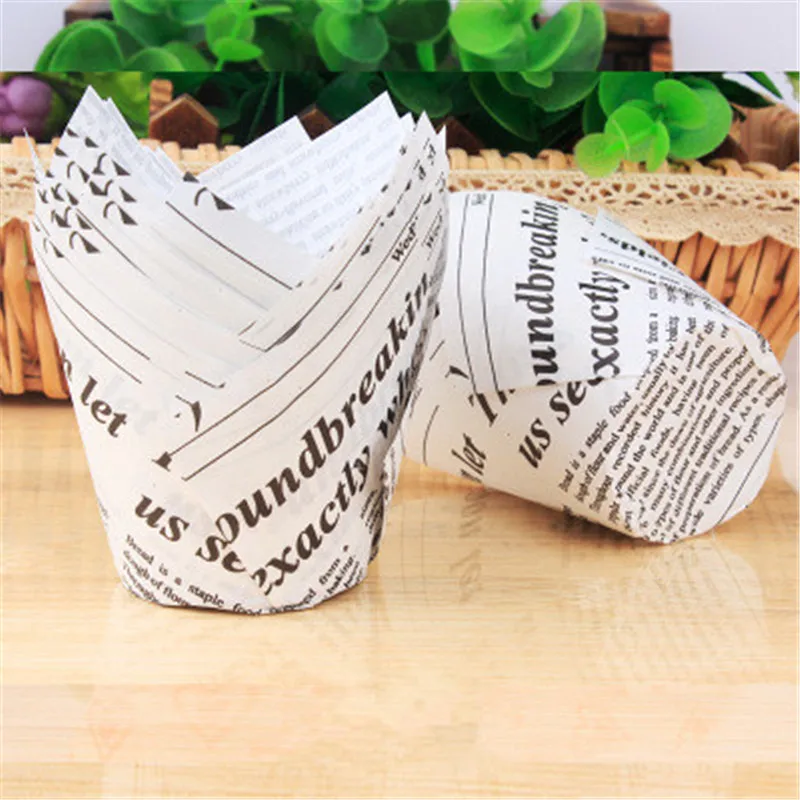 

50Pcs Tulip Shape Cupcake Paper Wraps Cases Muffins Cupcake Paper Cups Oilproof Cupcake Liner Baking Cup Case Wedding Caissettes