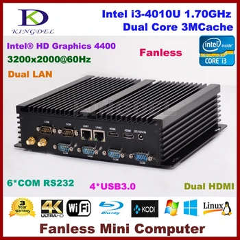 شراءأفضل سعر ويندوز 10 كمبيوتر مكتبي صغير إنتل كور I3 4010U DDR3 RAM + MSATA SSD ثنائي LAN 2 HDMI 6 COM Rs232 واي فاي HTPC