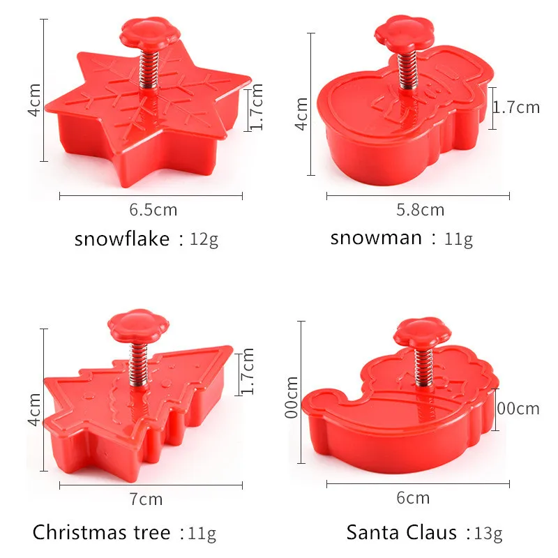 4 шт штамп, форма для печенья, рождественские формочки для печенья, 3D формочка для печенья, сделай сам, форма для выпечки, инструменты для украшения торта, Рождественская елка