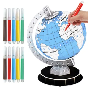 

3D Puzzle World Globe Planet Paper Dimensional Model Assembled Educational Toys for Children Kids Jigsaw Toys