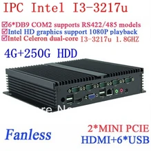 24 hours IPC industrial pc with i3 Gigabit Ethernet 6 USB 6 COM 4G RAM 250G HDD WIN7 WIN8 LINUX NAS free drive 7 24 hours