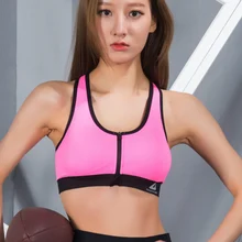 Besgo сексуальный женский спортивный бюстгальтер на молнии Лоскутные цвета Бесшовные противоударные фитнес топы на бретелях дышащие колготки под