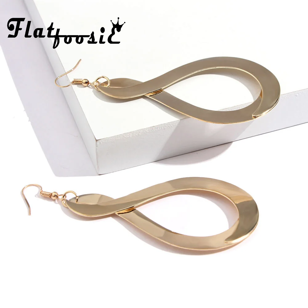 

Flatfoosie Punk Rock Irregular Big Drop Earrings For Women Female Fashion New Hollow Geometric Bend Long Earring Party Jewelry