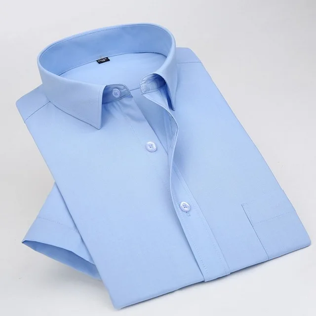 Одноцветное Цвет короткий рукав лето Рубашки для мальчиков для Для мужчин для отдыха Бизнес Сорочки выходные для мужчин модные Slim Fit Camisa