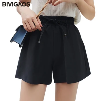 

BIVIGAOS Summer New Womens Korean Ladies Shorts Ruffled Drawstring Loose Shorts Large Size Students Casual Short Office Lady