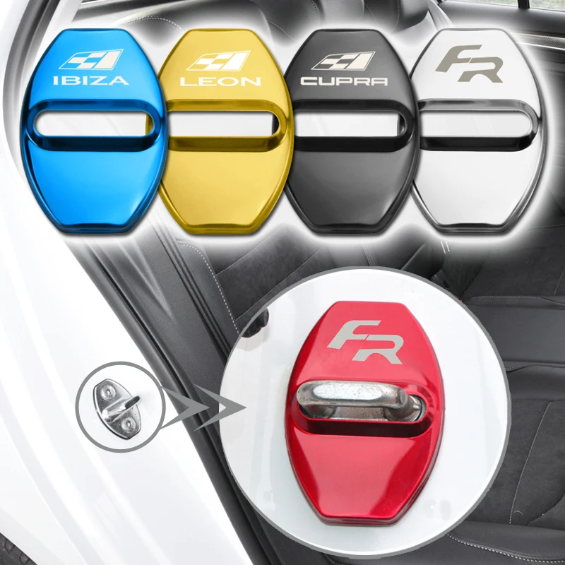 

Car Door lock Cover Car Emblem Fit For Seat FR leon ibiza cupra Altea Alhambra Accessories Stainless Steel Car Styling Sticker