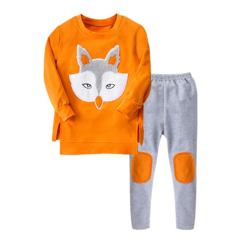 Girls Fox Tshirt Tops Patch Leggings 2PCS Clothes Sets 1-4