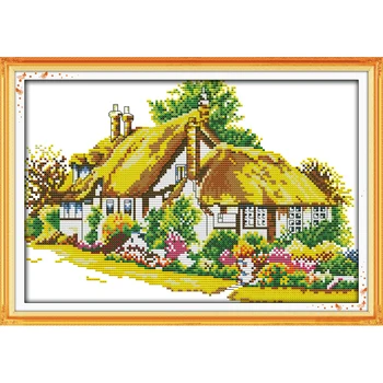 

Everlasting love Country cabins (3) Chinese cross stitch kits Ecological cotton stamped 11CT DIY new year decorations for home