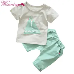 WEIXINBUY/Детская футболка с треугольным принтом для мальчиков + штаны, комплект одежды для детей, комплект из 2 предметов на возраст от 12