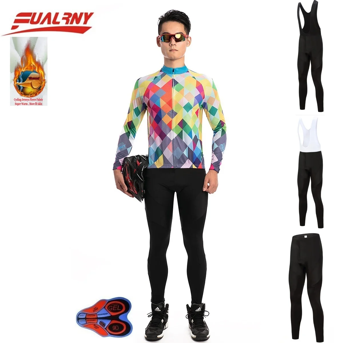 

2018 Team FUALRNY Long sleeve Ropa Ciclismo Cycling Jersey sets 9D/winter Thermal Fleece Bicycle Clothing/MTB Clothes colourful
