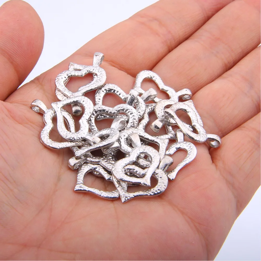 Colgantes Corazón Amor de aleación de plata antigua joyería manualidades 43x38mm 51524 20 un