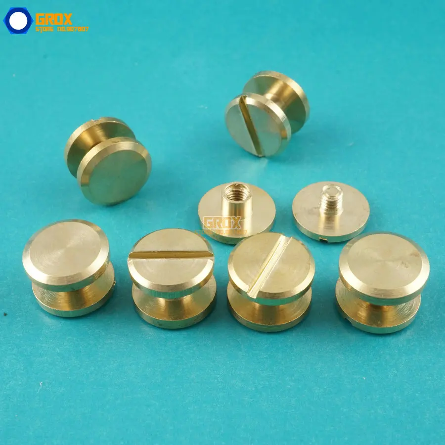 

50 Set 10*3mm Solid Brass Rivet Chicago Screw for Leather Craft Belt Wallet / Flat