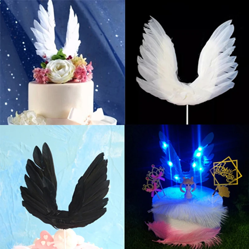 Big Size White Angel Wings Cupcake Toppers Collection Cake Decoration