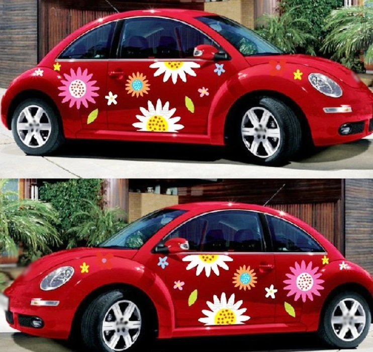 FREE SHIPPING Car Decal Beetle Girl with Car